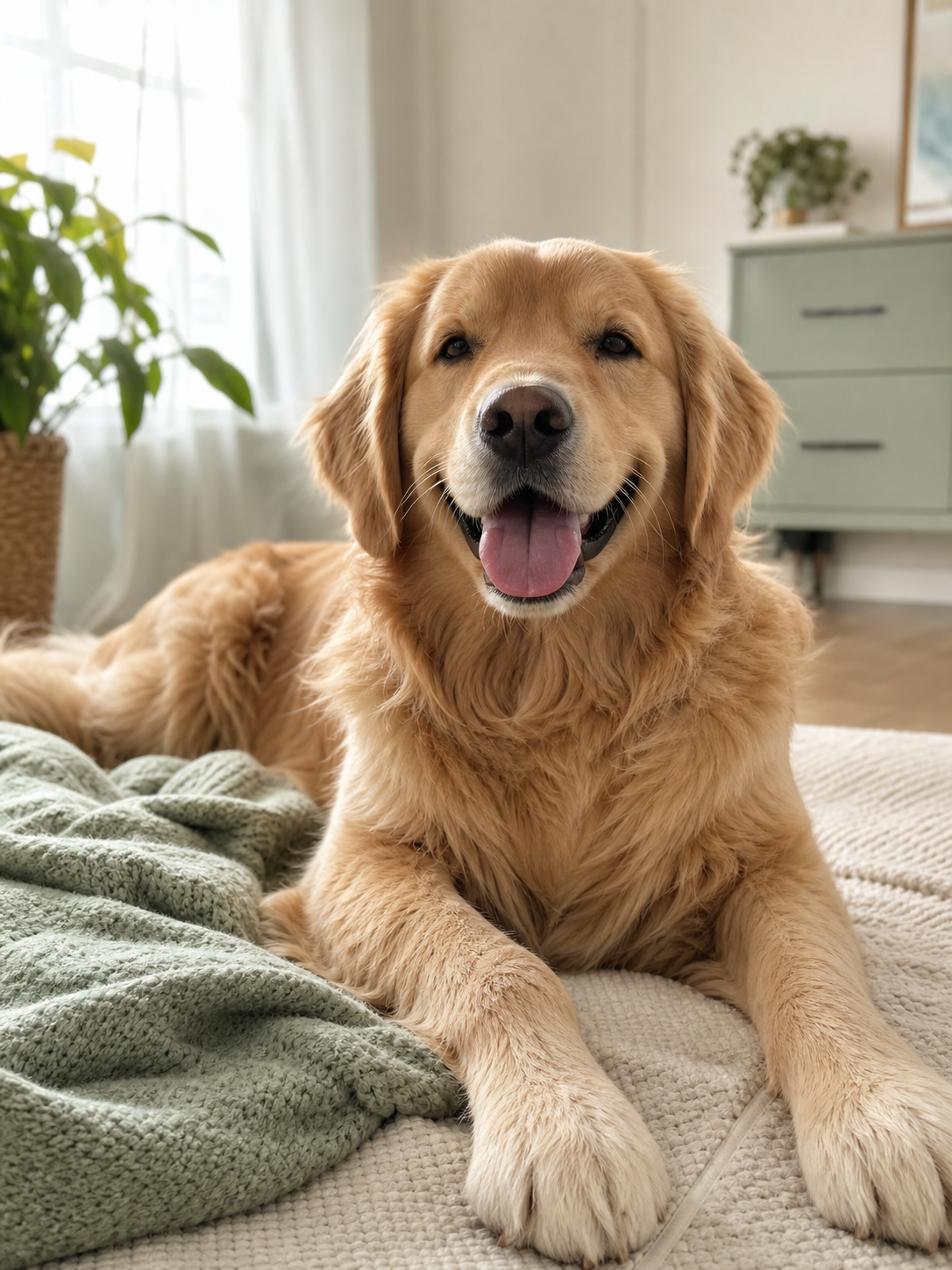 Dog resting in morning light